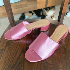 Pink Satin Mules NWOT Sz 8